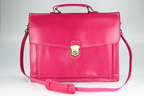 La cartera de cuero rosa original de Beli con correa para el hombro y cierre de seguridad.