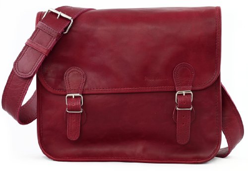 La cartera vintage de cuero rojo suave para hombres o mujeres Paul y Marius