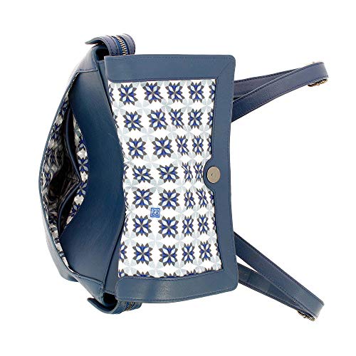 Mochila contemporánea de cuero azul para mujer ...