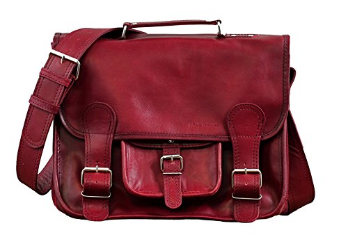Maletín A4 de cuero rojo para la mujer, Paul y Marius