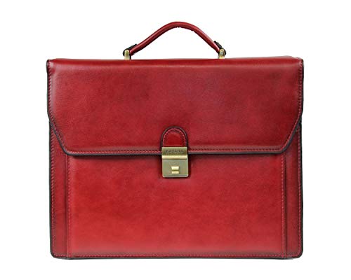 Rojo y clásico, el bolso maletín de cuero rojo brillante para mujeres Katana, 