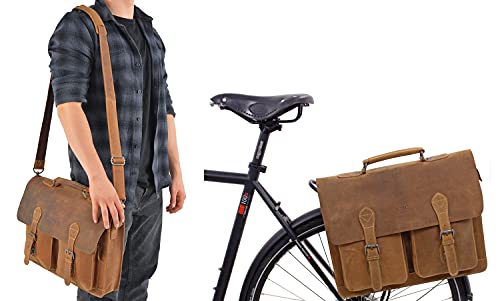 Maletín de cuero vintage para la bici Gusti con sistema acopable para la bicicleta