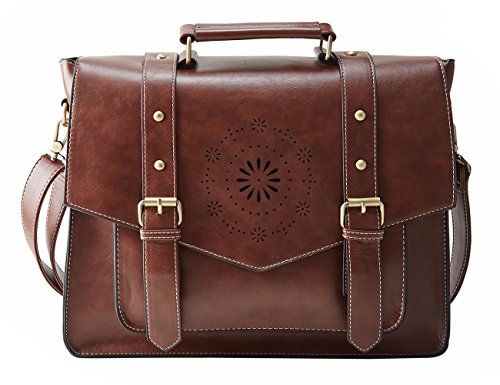 Maletín satchel retro de cuero PU para mujeres Ecosusi con bandolera