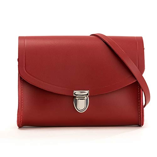 Mini maletín de cuero rojo mate, cuero de silla de montar, tamaño S, ideal como bolso de mano para la mujer activa, estudiante o profesora, diseño retro vintage