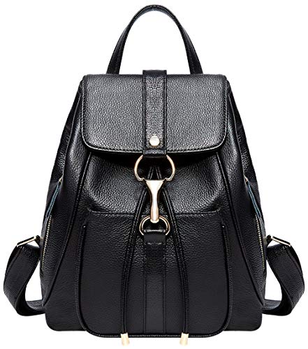 Bolso mochila original de cuero negro diseño femenino