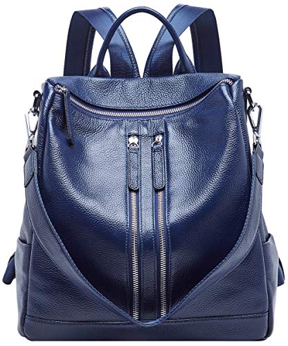 Mochila de cuero azul marino Boyatu para mujeres