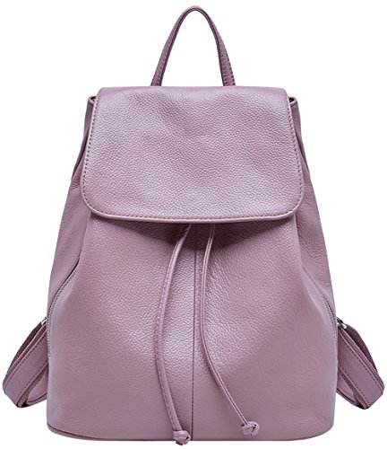 Mochila de cuero granulado púrpura para la mujer Boyatu