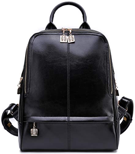 Mochila de cuero negro para mujeres, chic y clásica, un básico atemporal.