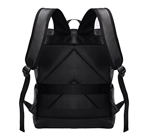 Mochila de cuero negro para mujeres, con cómodas correas para los hombros.