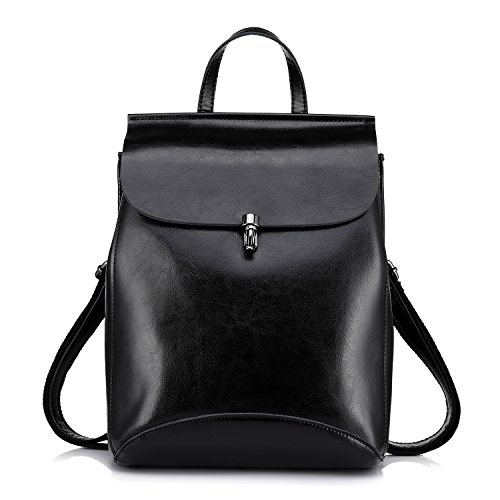 Mochila de cuero negro para mujeres con un estilo urbano y elegante.