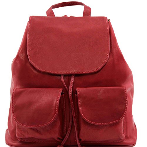 Mochila de cuero rojo de la Toscana para mujeres