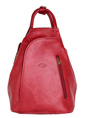 Mochila de cuero rojo original para la mujer, Katana