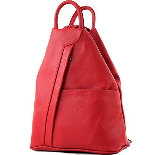 Mochila de cuero rojo para mujer