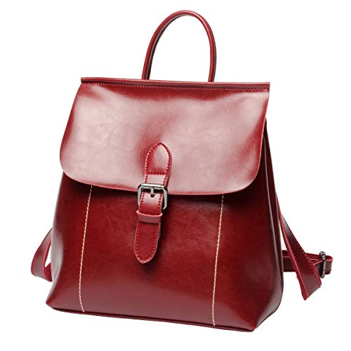 Mochila de cuero rojo para mujeres