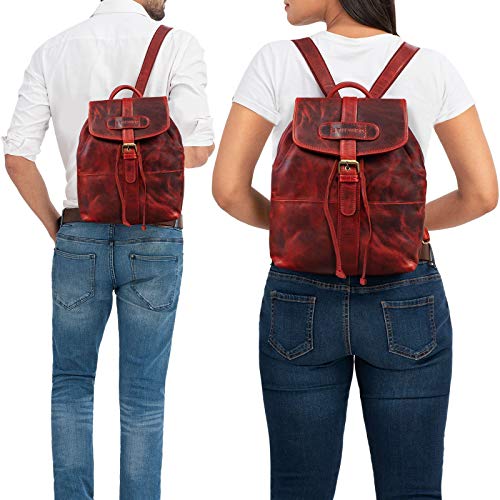 Mochila de cuero rojo para mujeres, Stilord