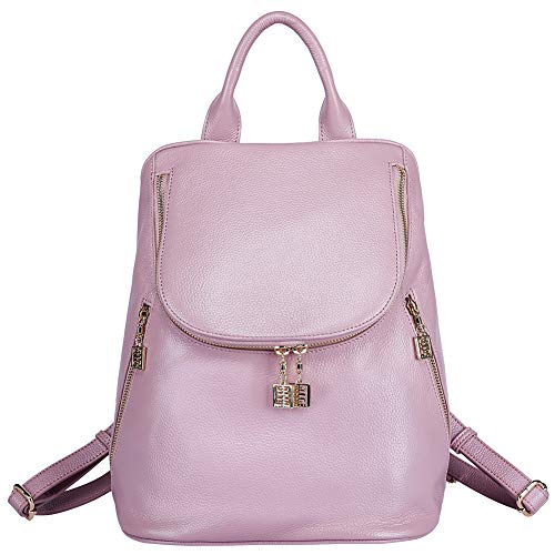 Mochila de cuero rosa pálido para una mujer muy chic de Boyatu.