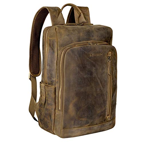 Mochila de cuero vintage marrón para la oficina para hombres