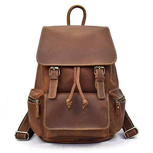 Mochila de cuero vintage para ordenador Luufan para hombres