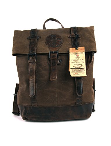 Mochila de cuero y lona, con compartimiento acolchado para Laptop, Presly Sun, ideal para viajes en bici