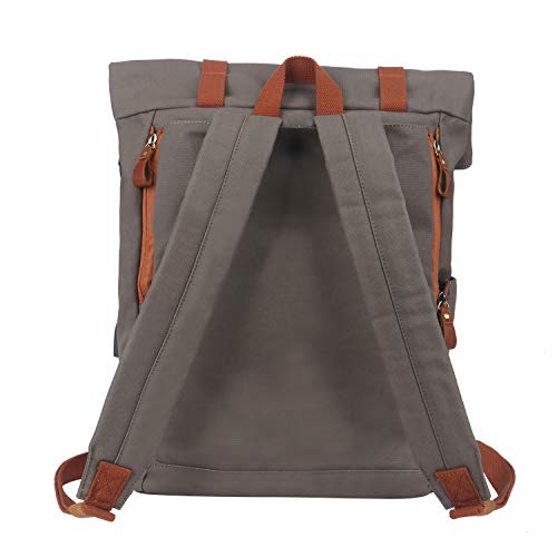 Mochila de lona impermeable que se sujeta a la bicicleta, gris y espíritu retro impermeable, con compartimento para el ordenador