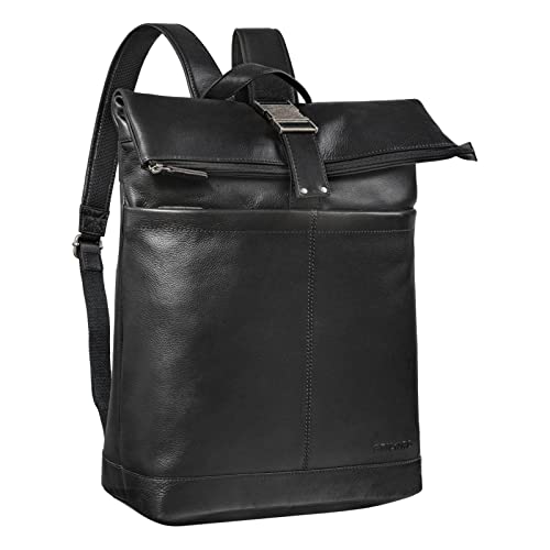 Mochila elegante y femenina de cuero negro para llevarla al hombro o casualmente en la espalda.