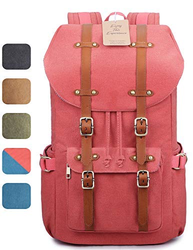 Mochila EverVanz de cuero y lona ideal con un compartimento para portátil de 15" para un look de chica trabajadora casual.