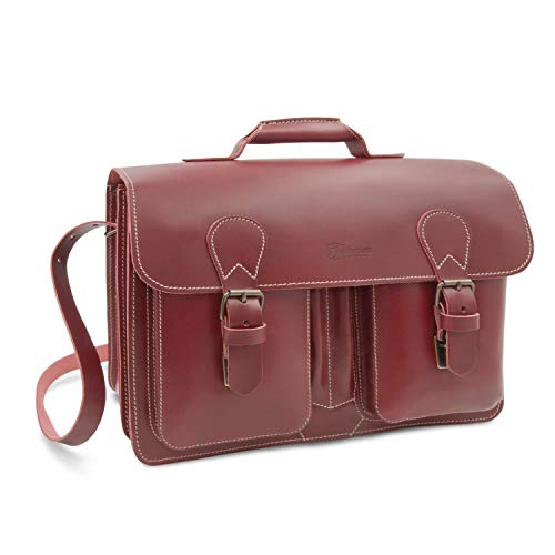 Mochila maletín de cuero rojo tamaño XL para maestra o mujer, Thielemann
