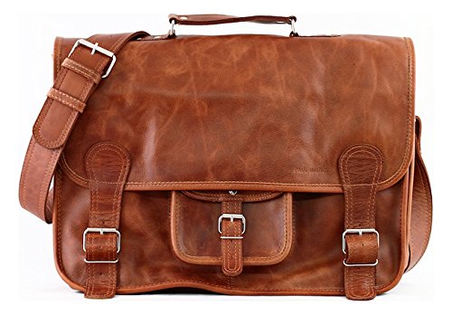 Mochila maletín de cuero vintage con bandolera para profe