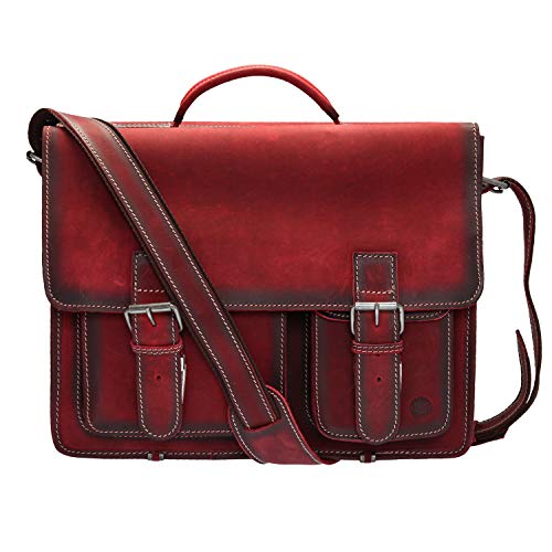 Mochila maletin escolar para profesora de cuero rojo XL Greenburry