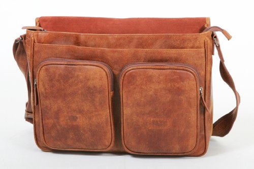 Original bolsa de cuero antiguo con grandes bolsillos gemelos