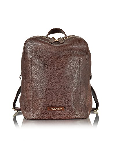 Pequeña mochila de cuero de la marca de lujo The Bridge, cuero marrón oscuro.
