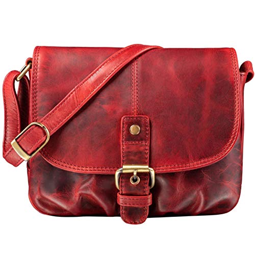 Pequeño bolso de mano vintage para mujer de cuero rojo Stilord