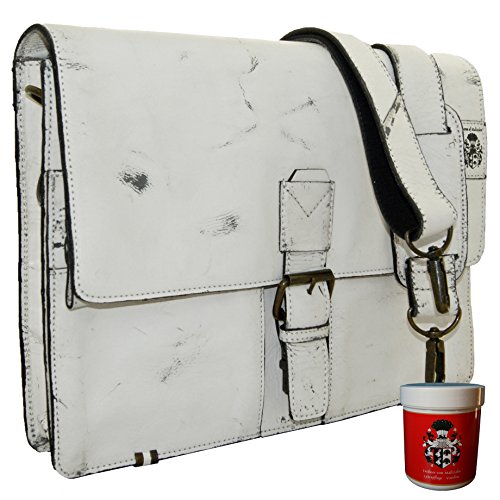 Una cartera de cuero blanco muy original y fuera de lo común. Firmado Barón de Maltzahn.