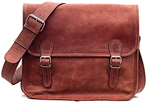 Una cartera de cuero retro vintage en marrón claro de Paul y Marius.