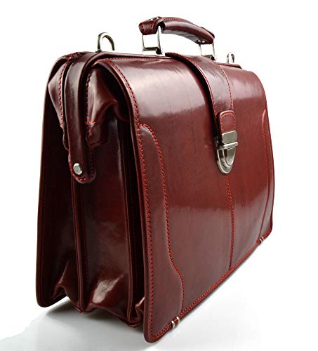 XXL Bolsa de médico en cuero rojo italiano